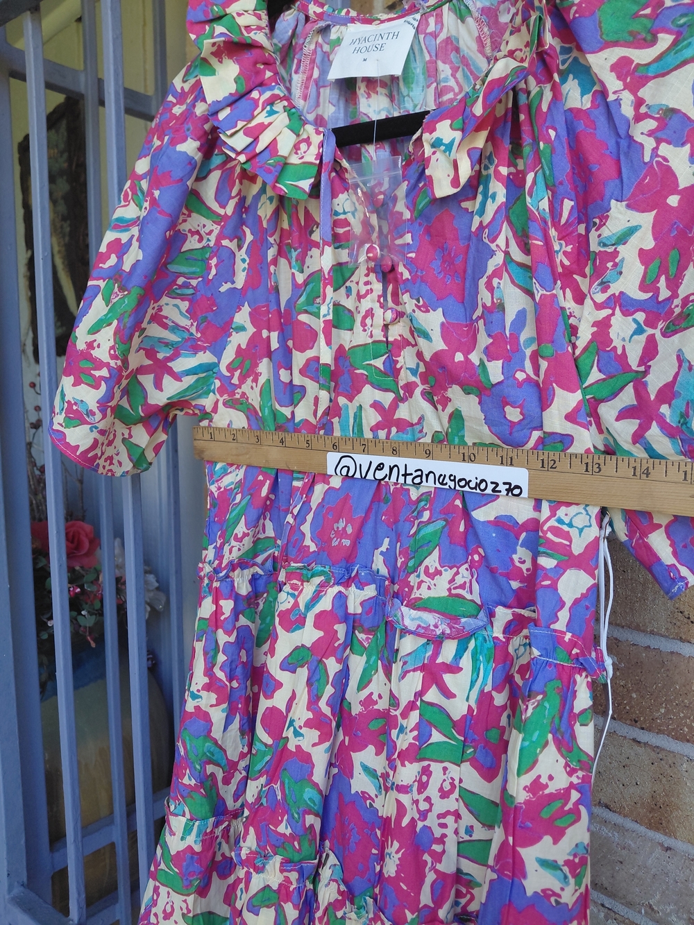 Floral Puff-Sleeve Tiered Dress in Purple & Pink #B32 - Picture 8 of 9